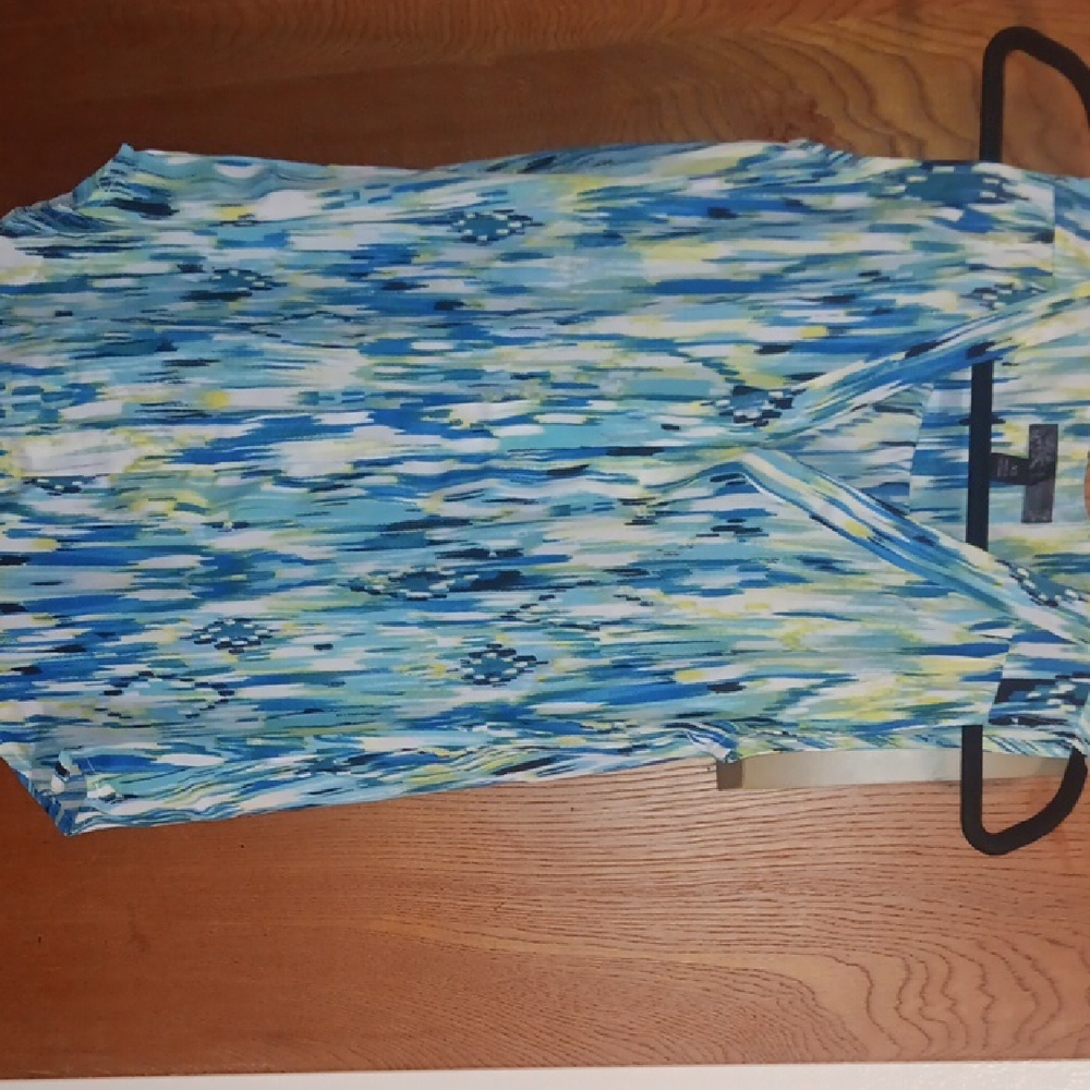 Blue and Green Patterned Sleeveless Top